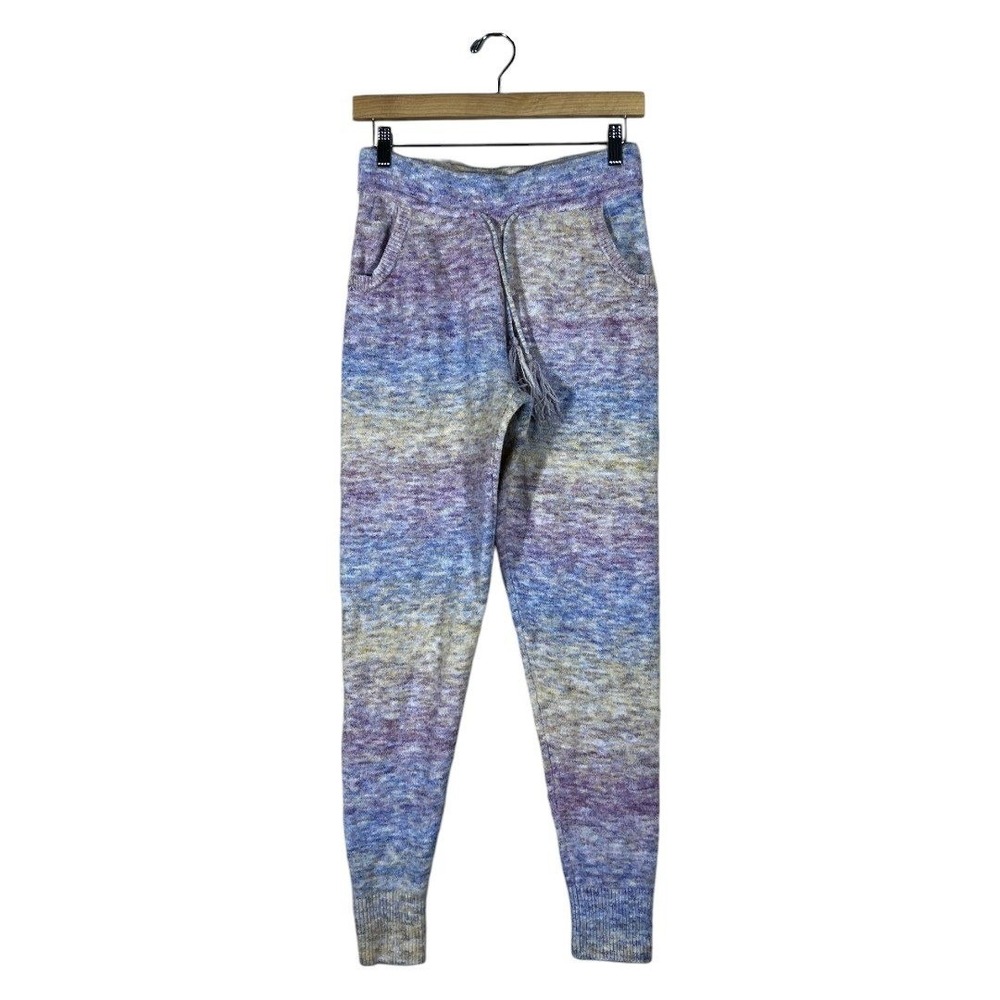 Vylette Knit Jogger Space Dye Lounge Pants Purple Blue Yellow Boho Cozy Size M